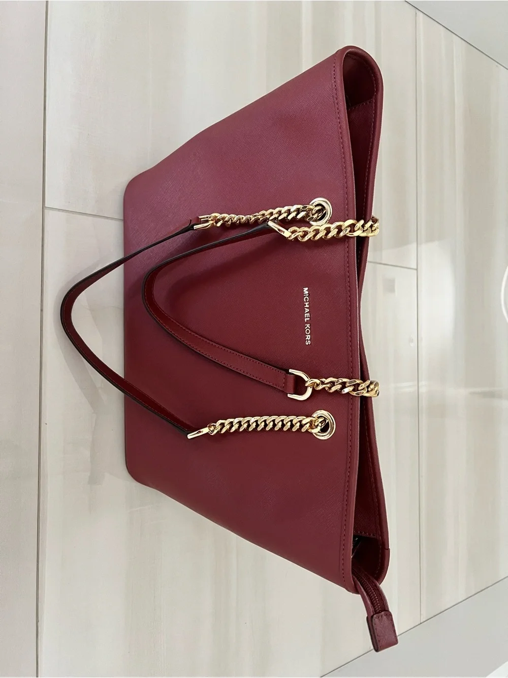 Michael Kors Jet Set Travel Chain Top Zip Multi Function Tote Bag Brick